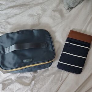 Elegant Navy and Brown Cosmetic Bag Set